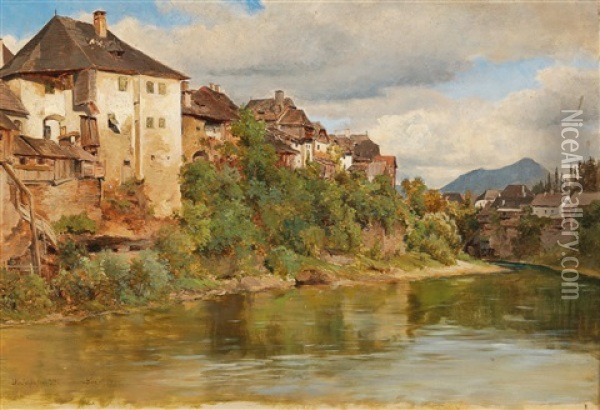 A View Of Waidhofen An Der Ybbs Oil Painting - Karl Ritter Von Geist