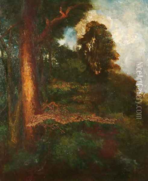 Surrey Woodland, c.1903 2 Oil Painting - George Frederick Watts
