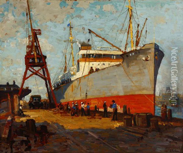 Los Angeles Harbor Oil Painting - Ferdinand Kaufmann