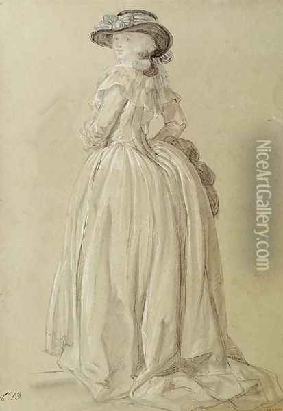 Standing Young Woman Oil Painting - Francois Louis Joseph Watteau