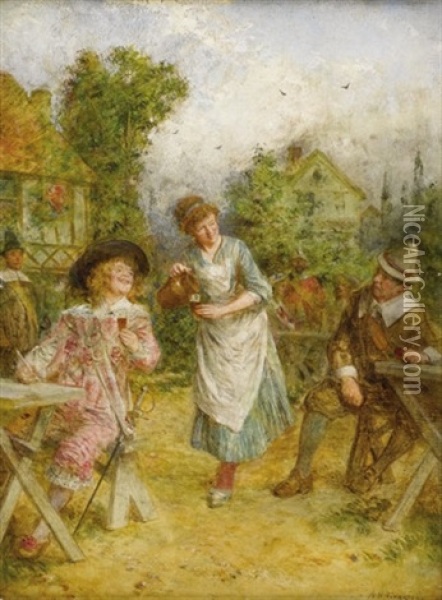 Merry Company - The Rivals Oil Painting - Alfred Holst Tourier