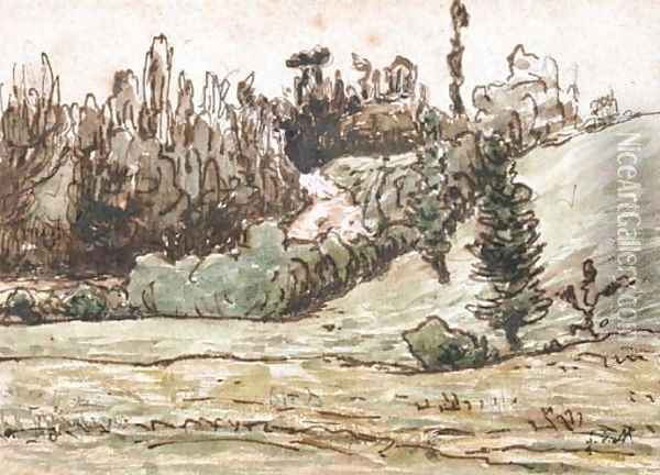 Wooded Hillside near Vichy 2 Oil Painting - Jean-Francois Millet