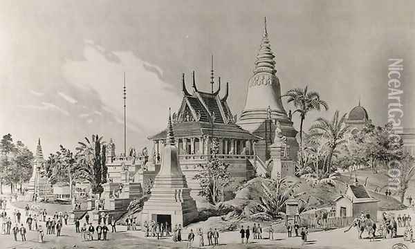 The Cambodian Palace at the Trocadero, the Universal Exhibition of 1900 Oil Painting - Henri Toussaint