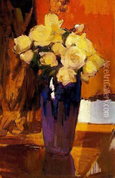 White Rose in the garden of the house Oil Painting - Joaquin Sorolla Y Bastida