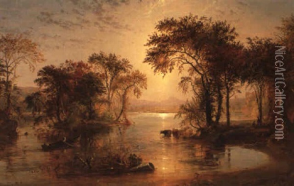 Autumn On The Susquehanna Oil Painting - Jasper Francis Cropsey