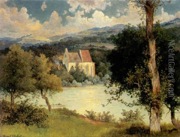 Partie An Der Donau, Ottenheim Ober Linz Oil Painting - Heinrich Carl Schubert