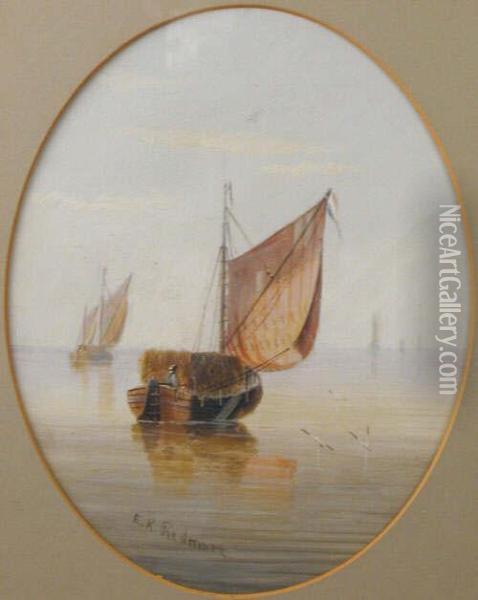 Ships In Rough And Calm Seas Oil Painting - Edward King Redmore