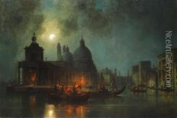 Mondnachtuber Venedig Oil Painting - Josef Carl Berthold Puttner