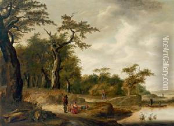 Paesaggio Boschivo Di Haarlem Con Figure Oil Painting - Jan Wijnants
