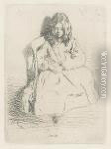 Annie, Seated (k. 30), 1858 Oil Painting - James Abbott McNeill Whistler