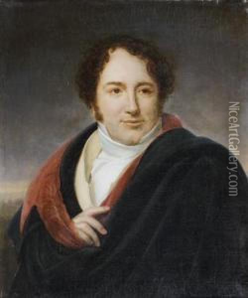 Portrait Du Chanteur Luigi Lablache Oil Painting - Henri-Francois Riesener