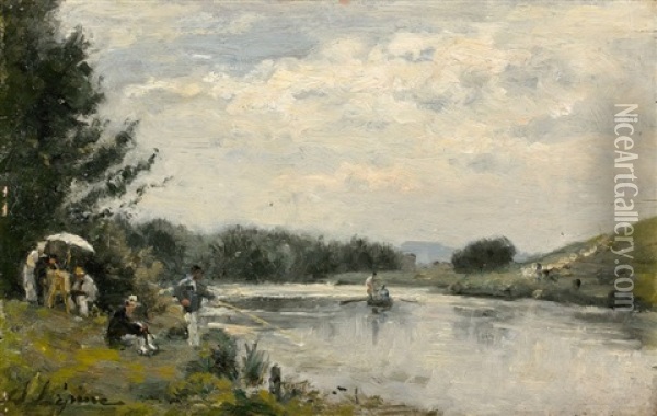 Pecheur, A L'ile Saint Ouen Oil Painting - Stanislas Lepine