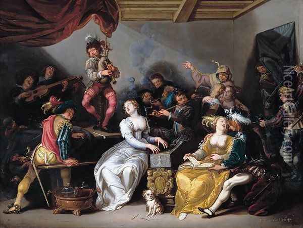Allegory of the Five Senses 1640 Oil Painting - Simon de Vos