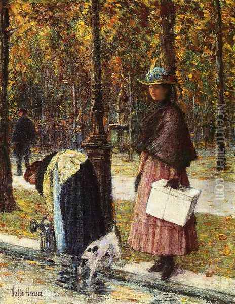 Evening, Champs-Elysees Oil Painting - Frederick Childe Hassam