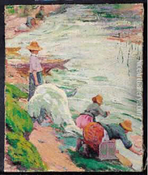 Les Lavandieres, Circa 1888 Oil Painting - Claude Emile Schuffenecker