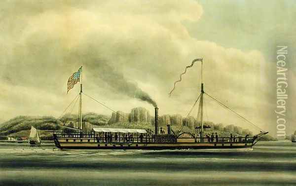 The Hudson River Steamboat, Clermont, c.1858 Oil Painting - Richard Varick De Witt