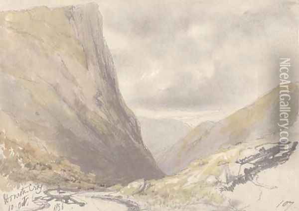 Honiston Crag, near Buttermere, Cumbria Oil Painting - Edward Lear