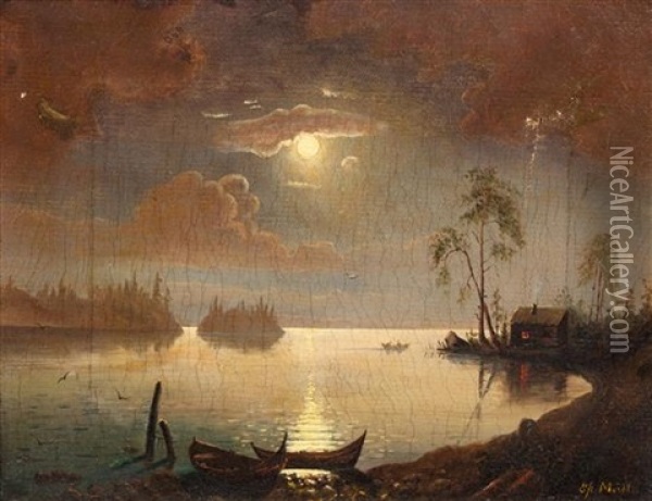 Moonlight Oil Painting - Gustav Adolph Mordt
