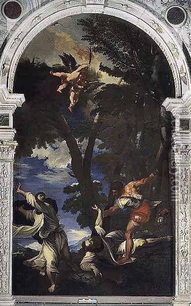 St. Peter Martyr Stabbed by Hired Assassins Oil Painting - Niccolo Cassana