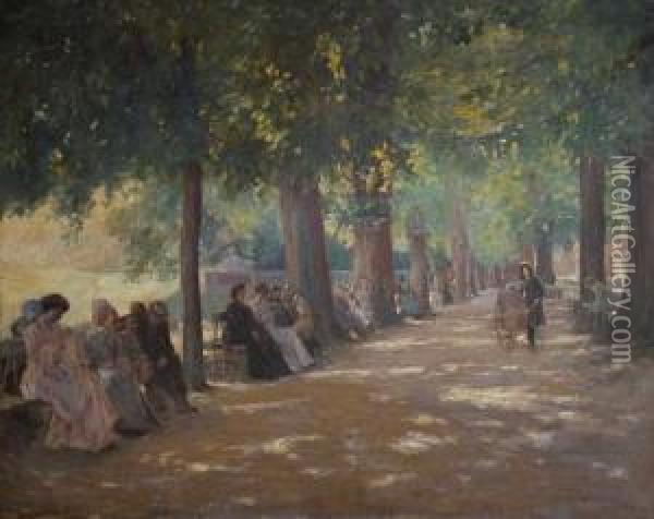 'the Promenade, Caudebec-en-caux Oil Painting - William Mainwaring Palin