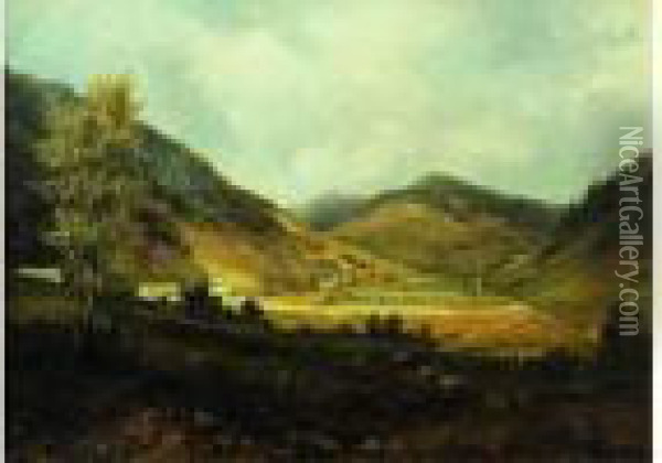 Paysage De Vallee Oil Painting - Pierre Justin Ouvrie