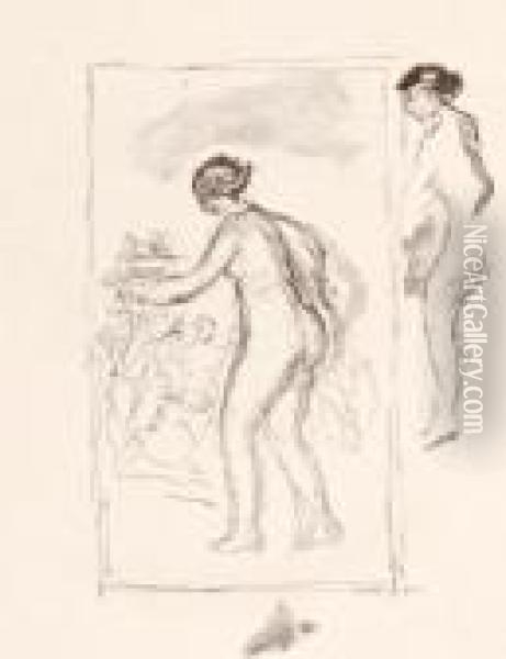 Femme Au Cep De Vigne, 4e Variante, Froml'album Des Douze Lithographies Originales Oil Painting - Pierre Auguste Renoir