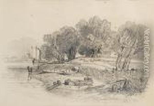 Mill Bank, Chelsea Oil Painting - John Sell Cotman