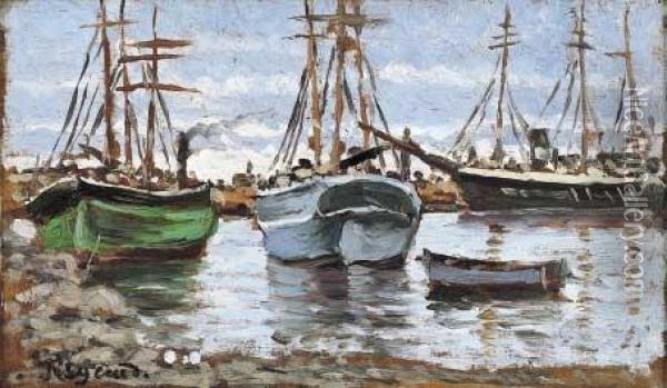 Nel Porto Di Savona Oil Painting - Enrico Reycend
