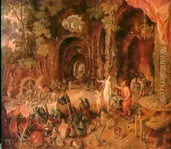 Venere Nell'officina Di Vulcano Oil Painting - Jan van Kessel the Elder