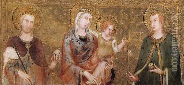 Madonna and Child between St Stephen and St Ladislaus 1318 Oil Painting - Louis de Silvestre