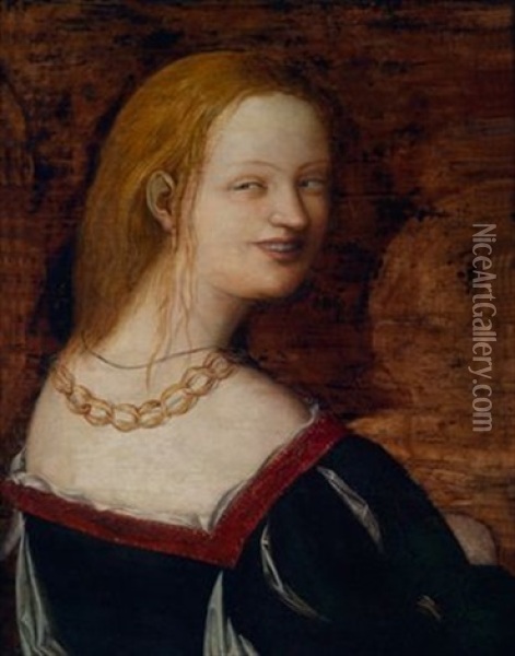 Bildnis Einer Lachenden Jungen Frau Oil Painting - Lucas Cranach the Elder