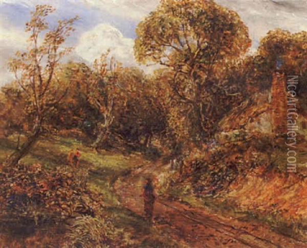 A Country Lane Oil Painting - William Joseph J. C. Bond