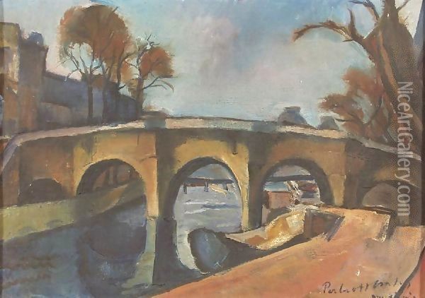 Bank of the Seine (Bridge in Paris) 1931 Oil Painting - Tibor Duray