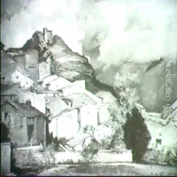 Dorf Im Tessin Oil Painting - Otto Sohn-Rethel