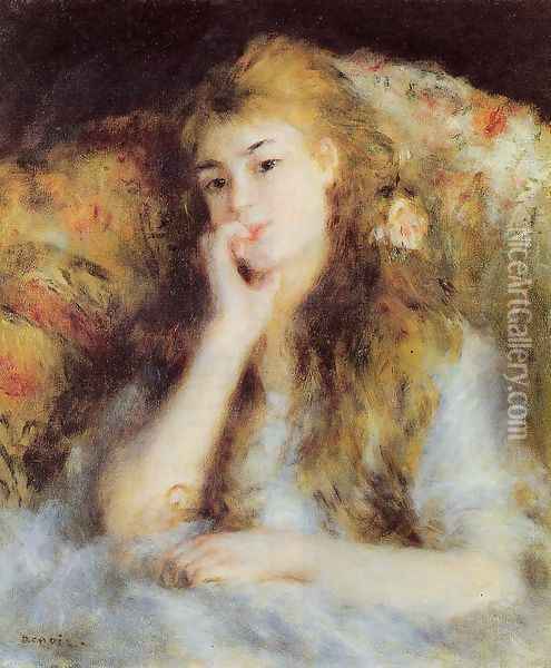 The Thinker Aka Seated Young Woman Oil Painting - Pierre Auguste Renoir