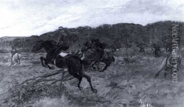 Soldaten Bei Reitubungen Im Gelande Oil Painting - Robert Von Haug