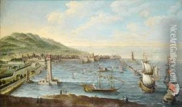 A View Of Livorno Oil Painting - Ludovico Mattioli