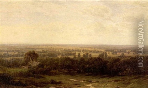 View Across The Valley, Genesee, New York Oil Painting - John William Casilear