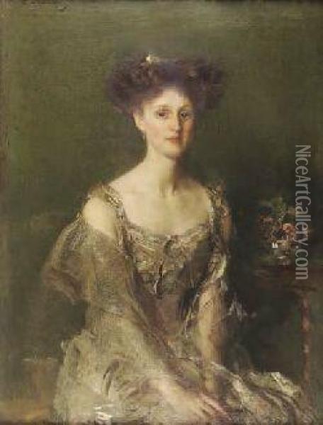 Portrait Of Miss Emmy Mylne Oil Painting - Harry C. Edwards