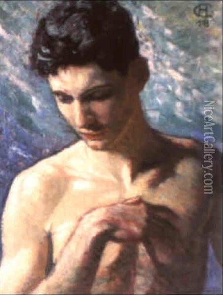 Brustbildnis Eines Jungen Mannes Oil Painting - Hans Christiansen