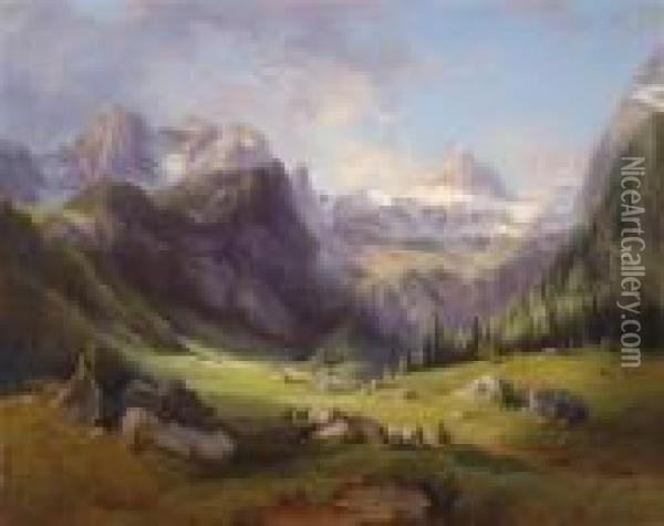 View Of Theloferer Steinberge Oil Painting - Georg Geyer