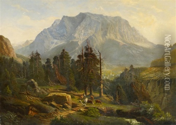 Bergmassiv In Den Alpen Oil Painting - August Friedrich Wilhelm Nothnagel