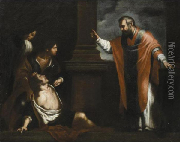 San Filippo D'argiro Esorcizza Un Ossesso Oil Painting - Pietro Novelli Il Monrealese