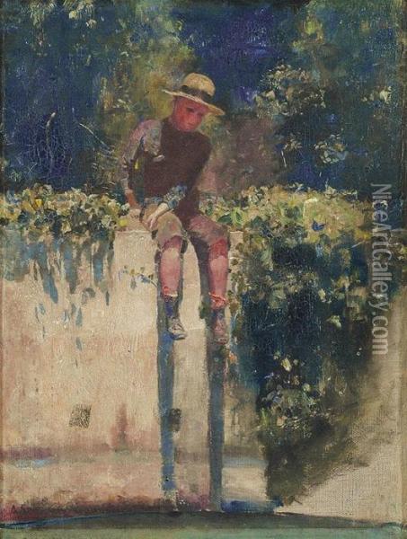 The Water-tank Boy Oil Painting - Arthur Ernest Streeton