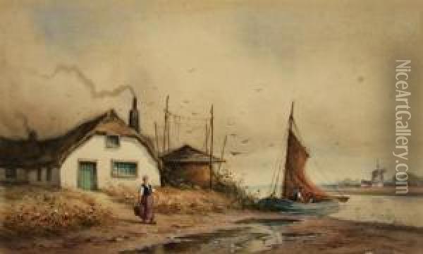 Dutch Village Oil Painting - George F. Schultz