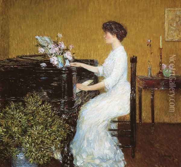 At the Piano Oil Painting - Frederick Childe Hassam