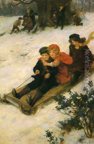 A Merry Sleigh Ride Oil Painting - Georges Sheridan Knowles