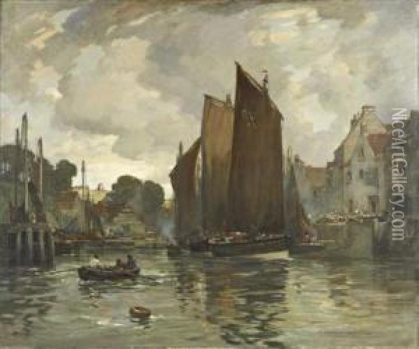 The Harbour, Burnmouth Oil Painting - James Whitelaw Hamilton