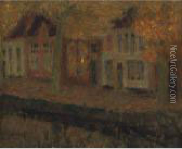 Canal A Bruges Oil Painting - Henri Eugene Augustin Le Sidaner
