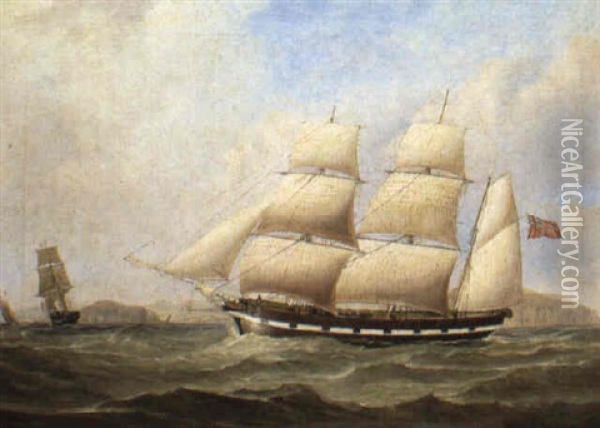 English Barque In Two Positions Nearing Liverpool Oil Painting - George Frederick Gregory